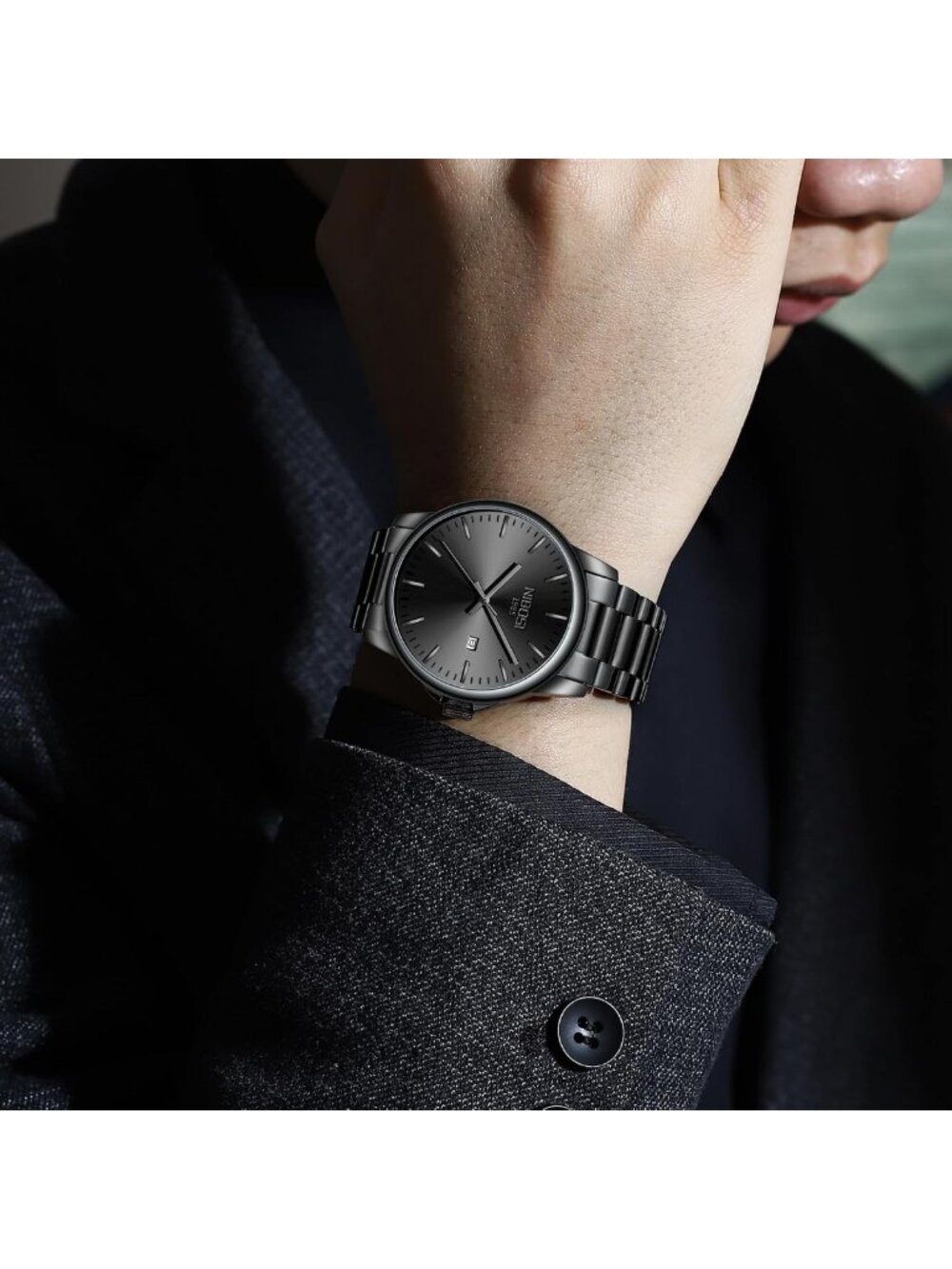 Stylish Men's Analog Quartz Watch - Waterproof Stainless Steel, Day & Date - Picture 3 of 9